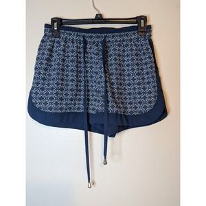 JOA Los Angeles Womens Navy Geometric Print Drawstring‎ Waist Shorts Size S